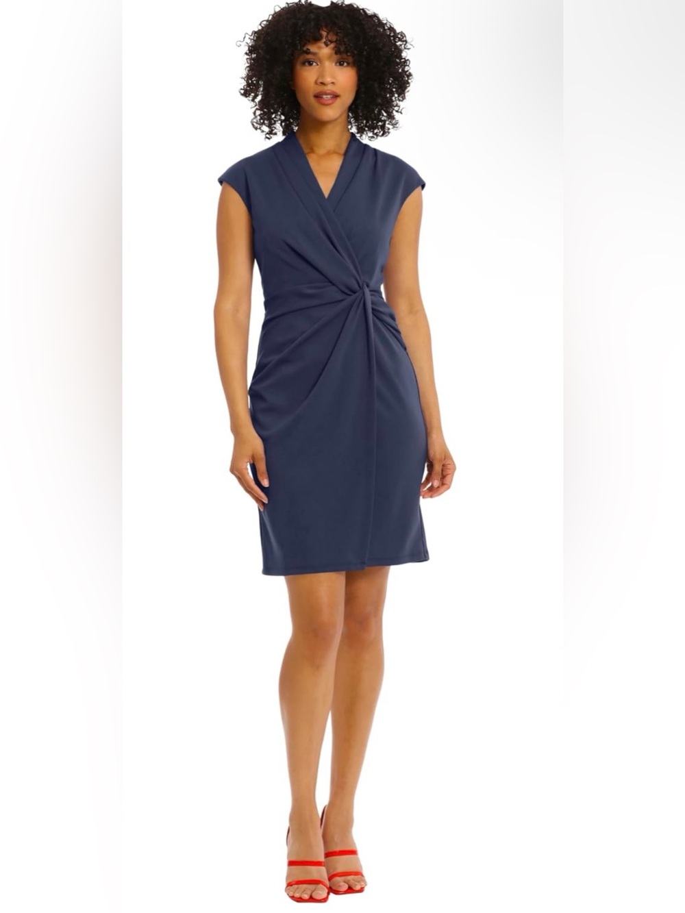 Maggy London Wrap Look Twist Detail Cap Sleeve Dress Career Office Workwear